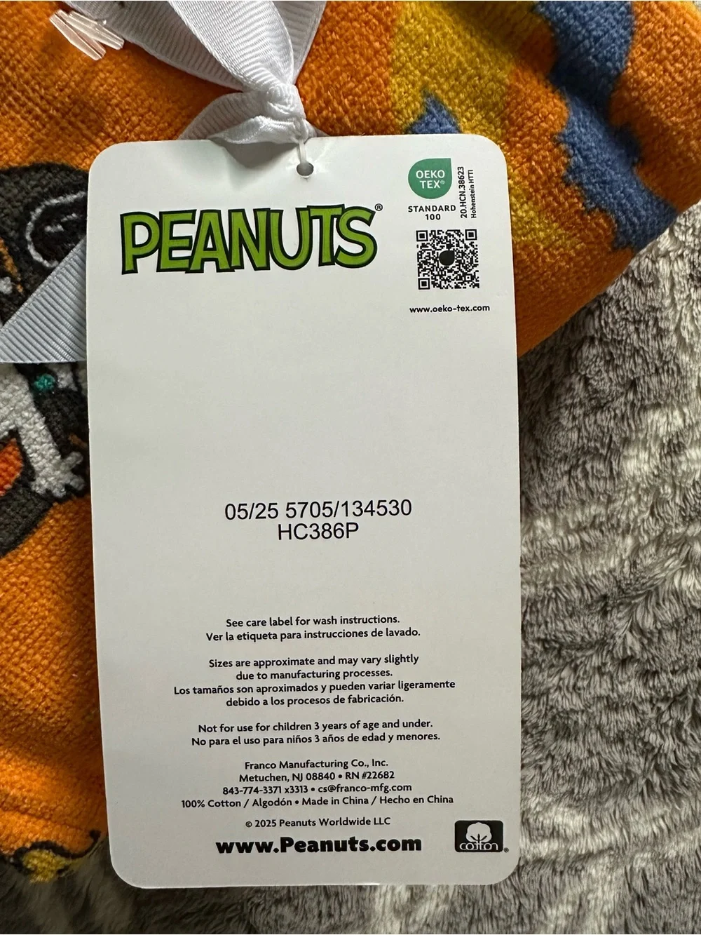 Peanuts Snoopy Orange Halloween Hand Towels - 2 Pack 16” x 26”